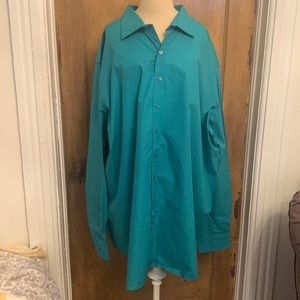 NWT Men’s 2XLT Turquoise striped casual button down shirt